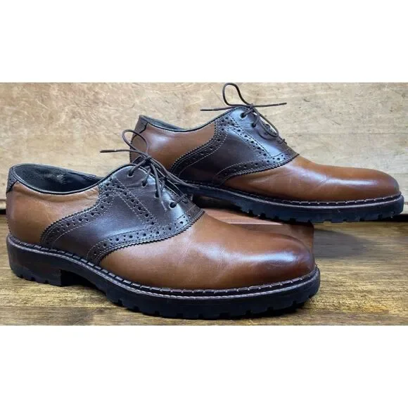 Johnston & Murphy Shoes Mens Size 9M Brown 2-Tone Leather Saddle Oxfords 20-7874 - Picture 2 of 11